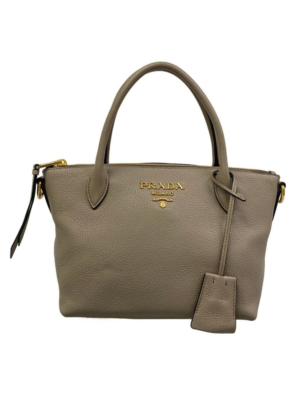 Prada Handbag Gray Leather